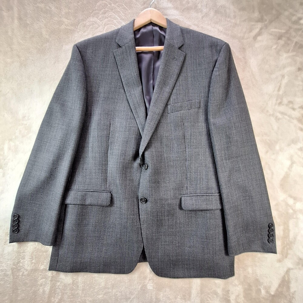 Lauren Ralph Lauren Blazer Mens 46R Gray Wool Houndstooth Two Button Single Vent